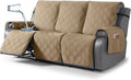 TAOCOCO 100% Waterproof Recliner Sofa Cover, Non Slip Split Couch Covers for Reclining Couches with Elastic Straps, Washable Reclining Sofa Cover Furniture Protector for Kids Pets(3 Seater, Camel)