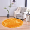 duduta Yellow Faux Sheepskin Round Rug 4x4 ft, Fluffy Shag Fur Bedroom Nursery Kids Playroom Rug Dorm Decor Non Slip Washable