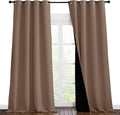 NICETOWN Complete Blackout Cold Blocking Shades for Large Window Door, 100% Blackout Window Curtain Panels with Black Lined, 55 inches Width Each Panel, 96 inches Length, Cappuccino, Double Pieces