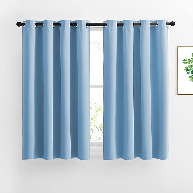 NICETOWN Blue Bedroom Blackout Curtains - Functional Blackout Draperies and Drapes Window Panels, Thermal Insulated, 52 inches x 45 inches, Set of 2 Panels, Blue