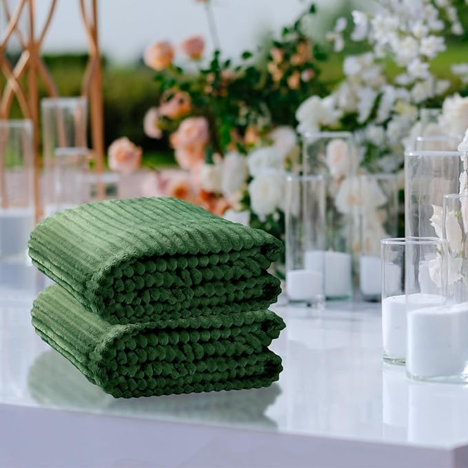 Buryeah 6 Pcs Flannel Throw Blanket Bulk 50 x 60 in Sleepover Blanket Outdoor Wedding Throw Lightweight, Oeko-tex Standard 100 Certified for Sofa Homeless Gifts (Dark Green)