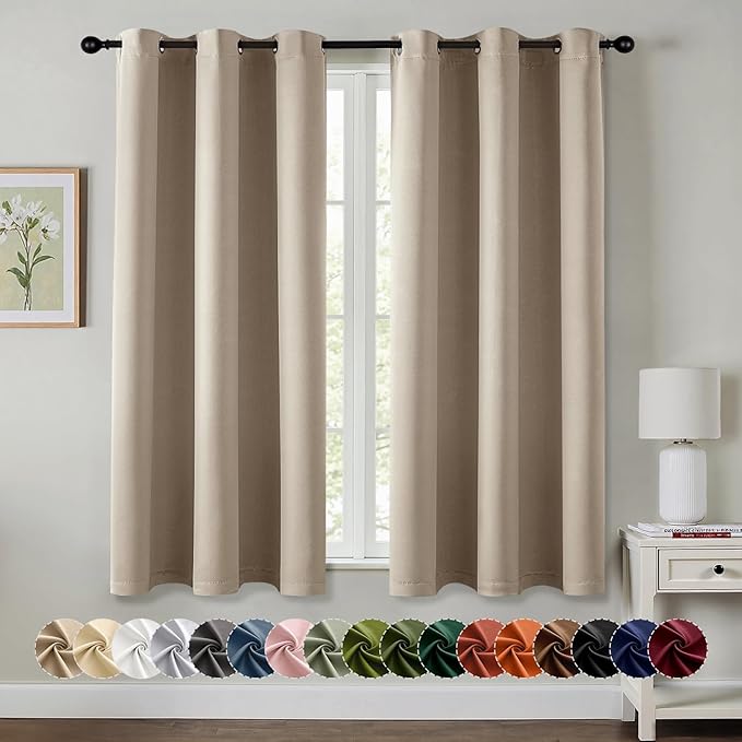 MIULEE Taupe Blackout Curtains - Bedroom Window Treatment Curtains Thermal Insulated Room Darkening Drapes for Living Room Kitchen Grommet Light Blocking Drapery, 40 x 54 Inches Long, 2 Panels