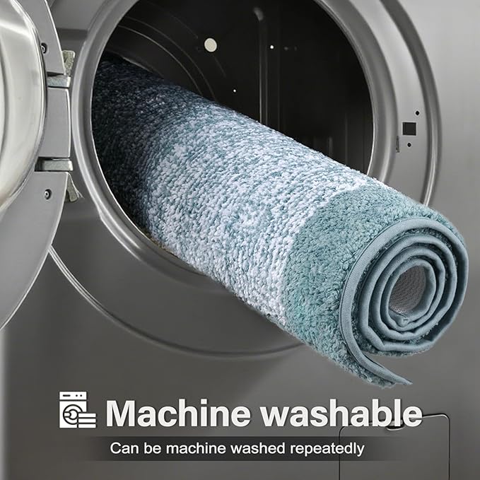 48x24 Long Bathroom Rugs Washable Non Slip, Dusty Blue Bath Mat for Bathroom Floor Tub, Soft Absorbent Quick Dry Mats for Shower, Bathtub,Home Decor