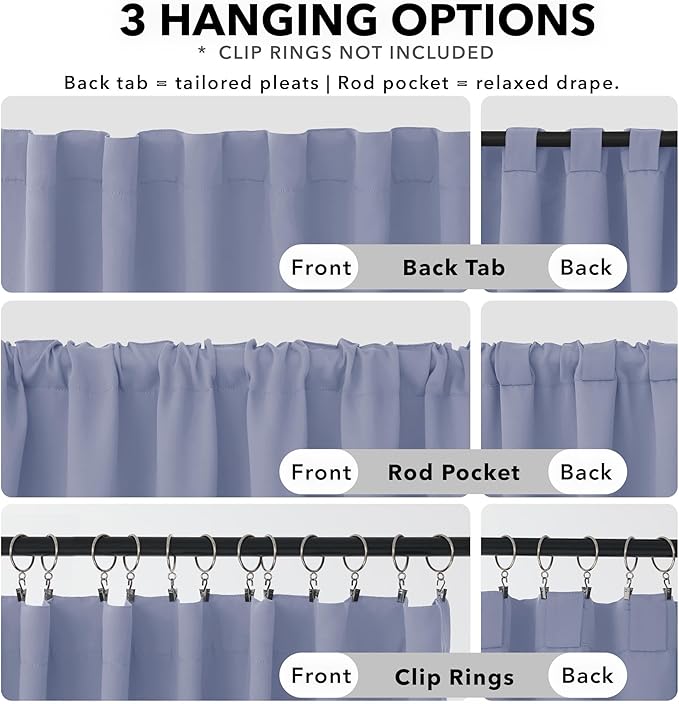 Deconovo Blackout Curtains, Thermal Insulated, W42 x L72 2 Panels, Back Tab, Machine Washable, Room-Darkening Drapes for Bedroom/Living Room Light Purple