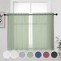 OWENIE Sage Green Sheer Curtains 36 Inches 2 Panels Set - Kitchen Tiers Valances Curtains Light Filter Rod Pocket Voile Cafe Curtains for Kitchen Bathroom Small Half Window, 42 in W x 36 in L