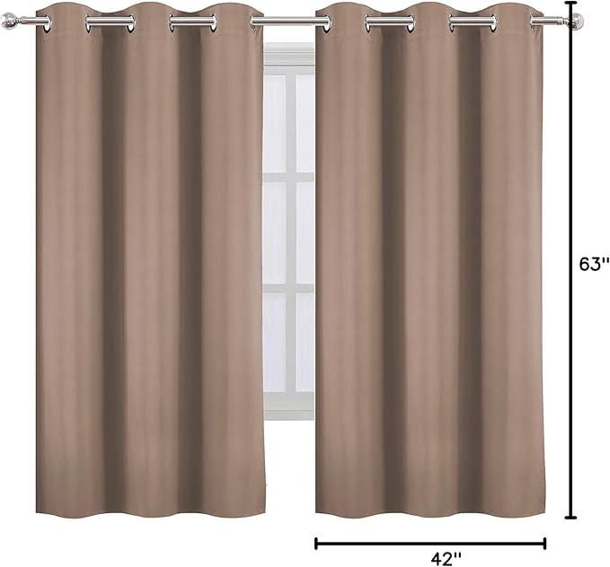 LEMOMO Cappuccino Blackout Curtains 42 x 63 Inch Length/Set of 2 Curtain Panels/Thermal Insulated Room Darkening Blackout Curtains for Bedroom