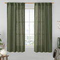 LAMIT Linen Curtains 60 Inch Length 2 Panels, Light Filtering Panels Back Tab and Rod Pocket Neutral Drapes for Bedroom/Window/Living Room, Olive Green, 34 x 60 Inch