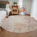Ghouse Faux Rabbit Fur Round Rug 8ft Light Brown Beige Round Rugs for Bedroom Decor Fluffy Area Rugs for Living Room, no-Shedding Carpet Sheepskin Washable Rug Rome Decor