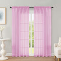 OWENIE Pink Sheer Curtains 72 Inches Long 2 Panels Set, Transparent Voile Sheer Curtain for Living Room Bedroom Window Sliding Glass Door Treatment, 59 x 72 Inch, Pink