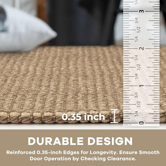 KOZYFLY Area Rug Runner Sets of 2 Pcs 2x3 and 2x6 Washable Kitchen Rugs Non Slip Rubber Backed Hallway Rug Woven Cotton Entrance Rugs for Front Porch Bathroom Kitchen Bedroom, Tan/Orange/Brown