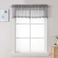 Chyhomenyc Charcoal Grey Sheer Valances for Windows - Light Filtering Small Kitchen Curtains, Rod Pocket Short Top Window Treatment Decor for Living Room Bathroom Basement, 42Wx16L inches, 2 Panels