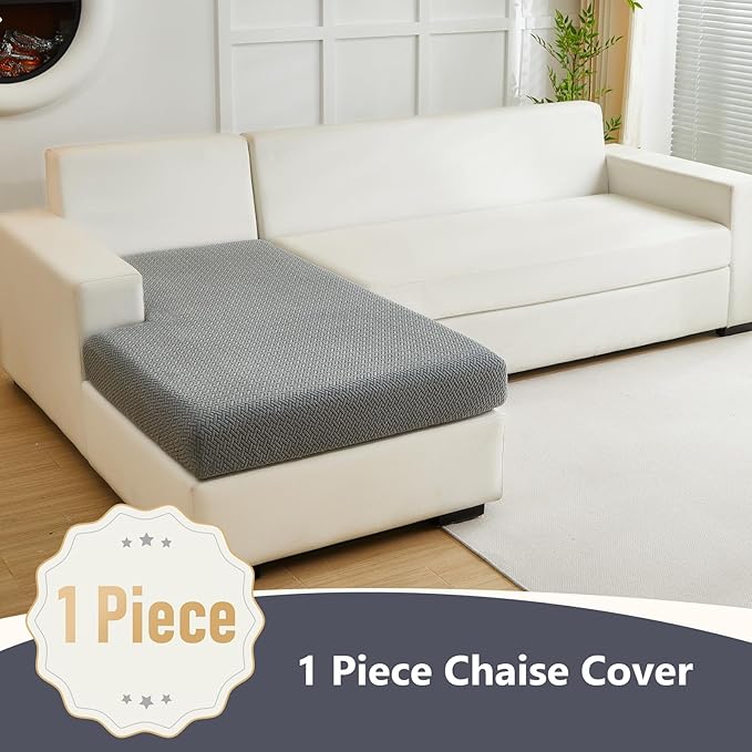 Couch Cushion Covers for Sofa Couch Covers Wear-Resistant Universal Sofa Cover Washable Stretch for Sectional Slipcovers (Texture-Gray,Chaise Cover)