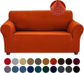 Joccun Stretch Loveseat Couch Cover, 1-Piece Sofa Cover for 2 Cushion Couch Spandex Jacquard Washable Furniture Protector Cover for Living Room,Kids,Pets（Loveseat,Pureed Pumpkin）