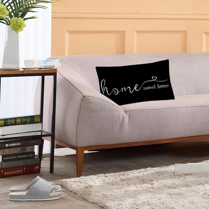 MFGNEH Farmhouse Pillow Covers, 12x20 Inch - Home Decorative Throw Pillow Case, Housewarming Gift, Black