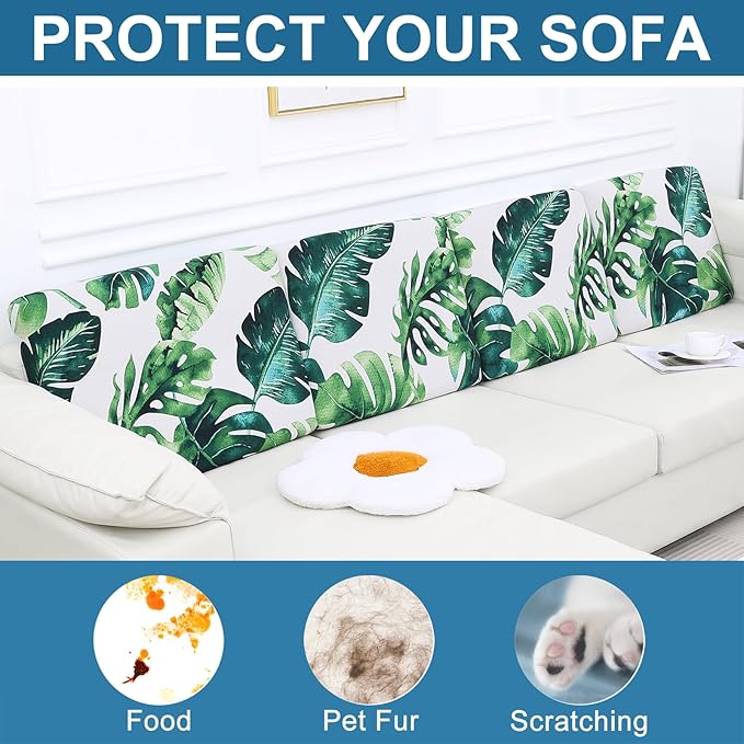 Smiry Printed Couch Cushion Covers, Stretch Soft Couch Covers for Sofa, Washable Non-Slip Sofa Slipcover Furniture Protector for Indoor and Outdoor (Backrest M, Green)
