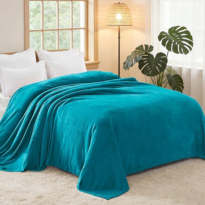 Exclusivo Mezcla Fleece Blanket Twin Size for Bed, Super Soft and Warm, All Season, Cozy, Plush, Lightweight, 60x80 Inches Teal
