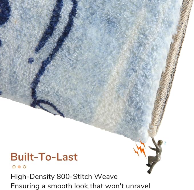 OPPODREAM Nautical Soft Area Rugs 5x7, Washable Blue Rug with Non Slip Backing, 5 x 7 Faux Cashmere Low-Pile 5x7 Carpet