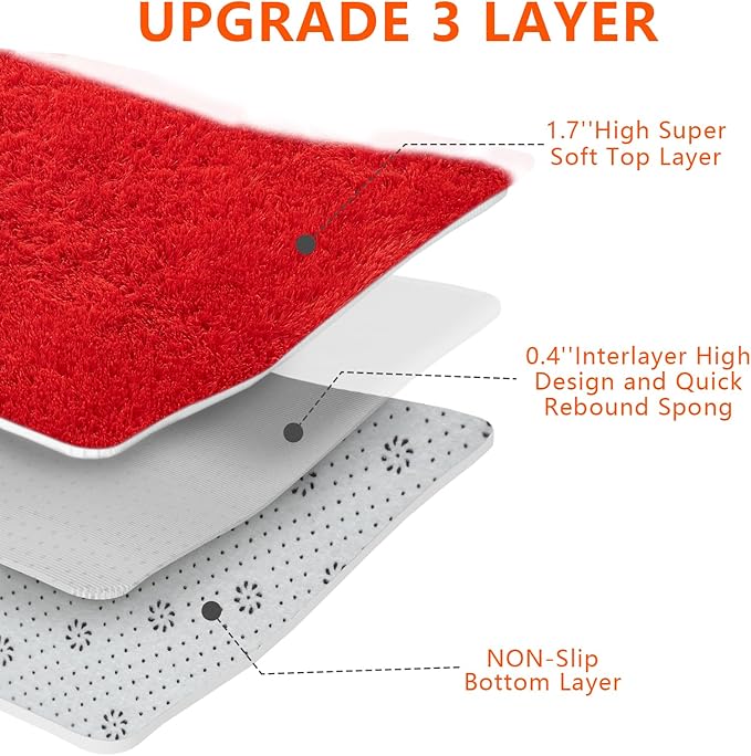Red Shag Area Rugs for Bedroom Living Room,Ultra Soft Fluffy Christmas Area Rugs 8x10 for Dorm,Indoor Carpet Nursery Rugs for Kids Girls Room Home Decor (Red, 8x10 Feet)
