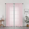 OWEINE Sheer Curtains 78 Inches Long 2 Panels Set, Rod Pocket Fimly Voile Solid Blush Window Curtain Panels for Living Room Bedroom, Soft Voile Sheer Curtains & Drapes, Total 78 Inches Width