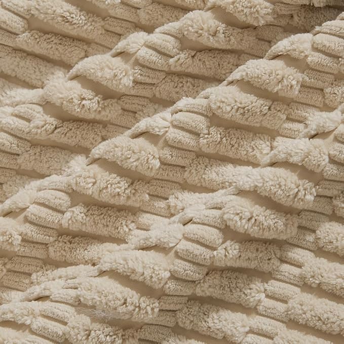 Fancy Homi 4 Packs Tan Decorative Throw Pillow Covers 12x20 Inch for Living Room Couch Bed Sofa, Beige Rustic Farmhouse Boho Home Decor, Soft Plush Striped Corduroy Square Cushion Case 30x50 cm