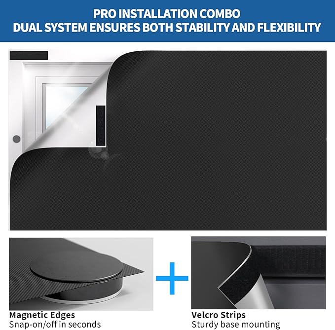 BKSAI 100% Blackout Curtains for Bedroom, Magnetic Portable Blackout Shades for Travel, Black Out Window Cover No Drill Cuttable for Bedroom, Nursery, Media Room, RV, 39x57 inch
