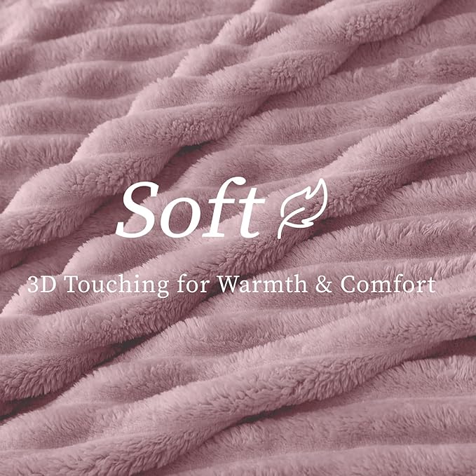 BEDELITE Twin Blanket for Couch & Bed, 300GSM Soft & Warm Fleece Blanket, Decorative and Giftable Striped Berry Purple Blankets for Women, Men, 60"x80"