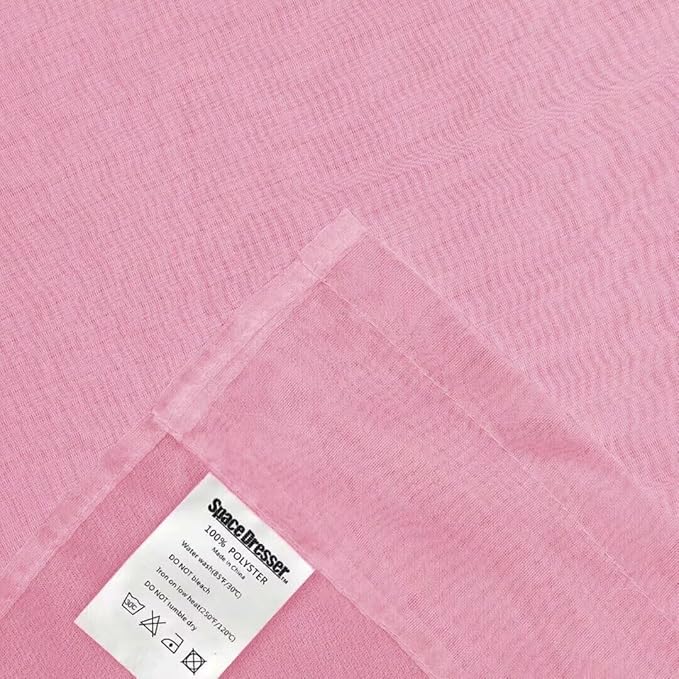 SpaceDresser Sheer Voile Window Treatment Rod Pocket Curtain Panels for Kitchen Bedroom Living Room Drapes Sunlight Filtering Privacy Semi Home Decor Assorted (Light Pink, 52 W x 72 L)