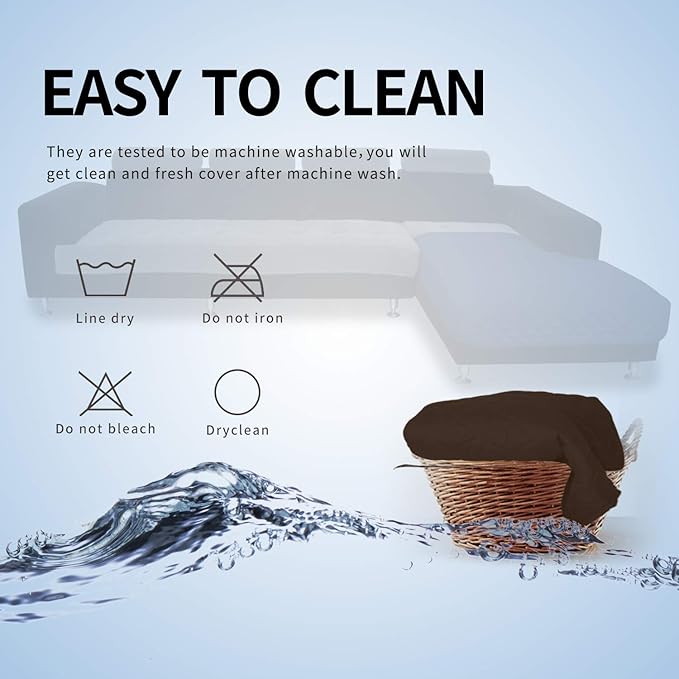 Easy-Going Sectional Couch Covers for Dogs L Shape Sofa Cover Reversible Sofa Slipcover Chaise Lounge Cover Furniture Protector Cover for Pets Dog Cat (42 x 52 inches, Coffee/Coffee)