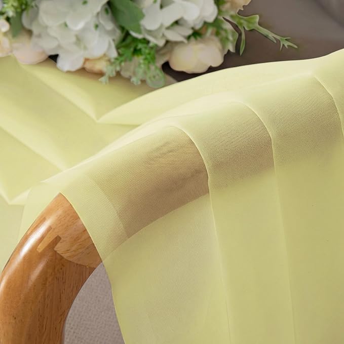 Chyhomenyc Sheer Tier Curtains 24 Inch Length - Small Window Kitchen Curtains for Bathroom Living Room Basement, Rod Pocket Farmhouse Short Voile Curtain 42Wx24L, 2 PCS, Light Yellow