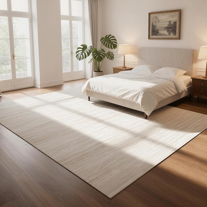 Washable Rugs 8x10 Area Rugs for Living Room- Modern Abstract Rugs for Bedroom, Dining Room,Large Soft Low Pile Carpet with Non Slip Rubber Backing,Neutral Accent Nursery Rug-(Beige Yellow)