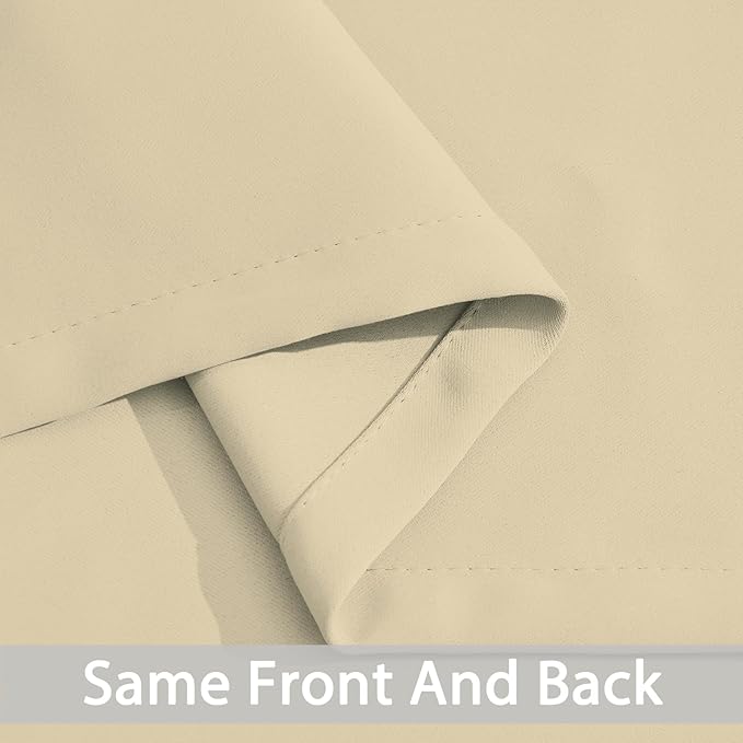 Yakamok 36 Inch Curtains Blackout Window Curtains for Kitchen, Grommet Room Darkening Thermal Insulated Sunlight Block Drapes for Living Room, W 52 x L 36, Beige, 2 Panels