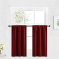 RYB HOME Kitchen Blackout Curtains Over Sink 36 inch Length, Rod Pocket Summer Light UV Blocking Energy Efficient, Cabinet Shelf Cupboard Coverings, Width 29 by Length 36, Burgundy Red, 2 Panels