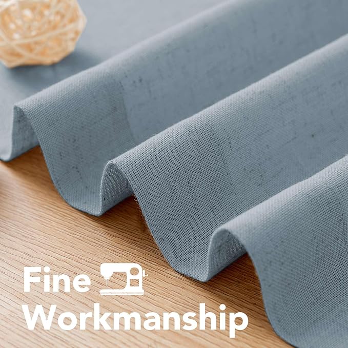 H.VERSAILTEX Linen Curtains Home Decorative Nickel Grommet Curtains Privacy Added Energy Saving Light Filtering Window Treatments Draperies for Bedroom, Stone Blue, 2 Panels, 52 x 72 - Inch