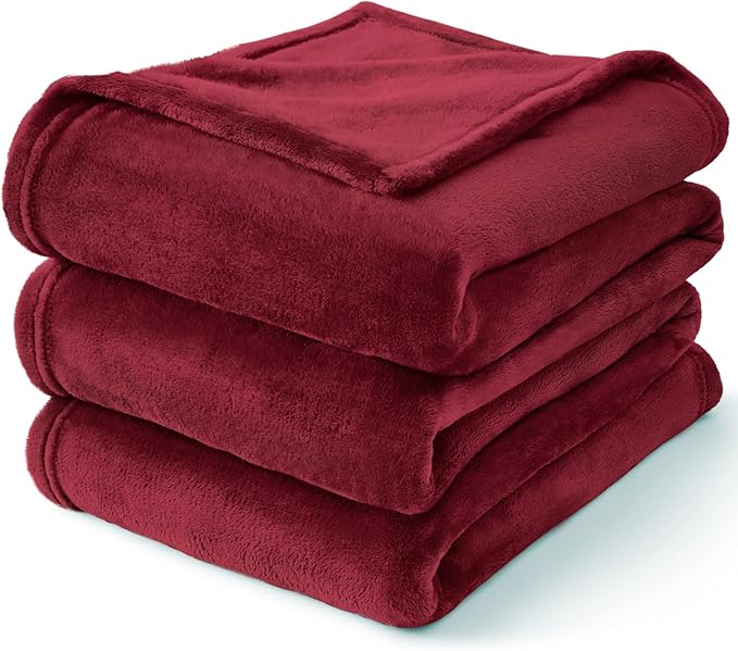 BEDELITE Fleece Blanket Burgundy Throw Blankets for Couch & Bed, Luxury Plush Cozy Fuzzy Blanket 50x60 inches, Super Soft Warm Lightweight Throw Blanket for Travel Camping