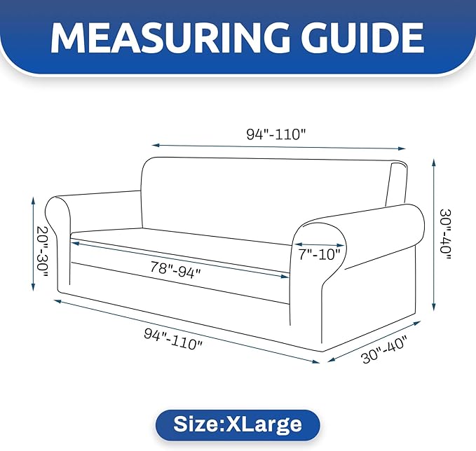 KEKUOU Stretch Oversized Sofa Slipcover 1 Piece Couch Sofa Cover (94"-110") Furniture Protector 4 Seater Sofa with Elastic Bottom for Kids,Pet.Jacquard Checked Pattern Fabric(X Large,Dark Purple)