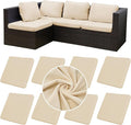 8Pcs Stretch Velvet Patio Cushion Cover,Fluffy,for Fall Outdoor Couch Cushion Cover Replacement,Washable Indoor Outdoor Cushion Slipcovers(Beige,Cover Only)