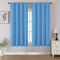 CUCRAF Light Blue Blackout Curtains 45 inch Length 2 Panels Set, Rod Pocket Room Darkening Drapes for Bedroom Living Room, Insulated Thermal Light Blocking Window Curtain (W52 x L45 Inch)
