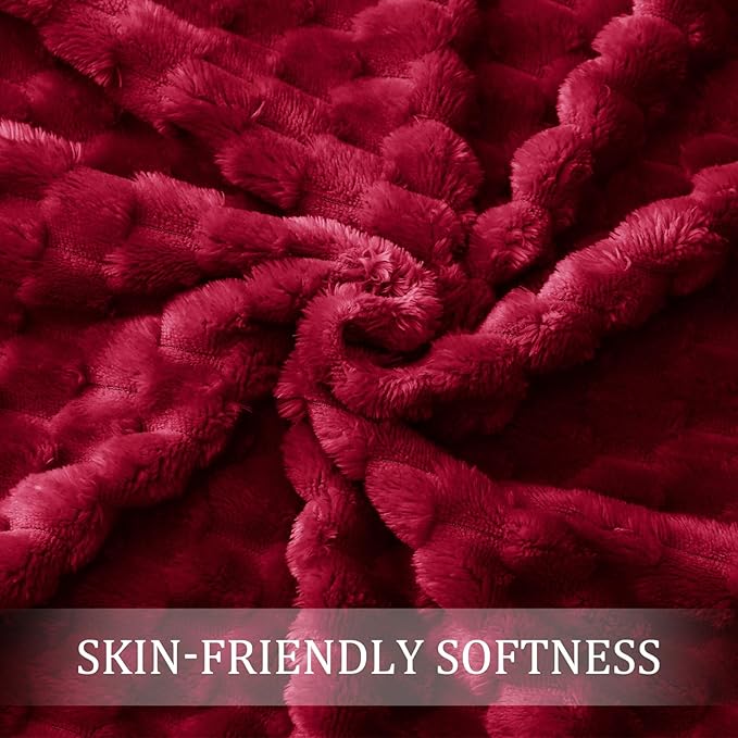 Exclusivo Mezcla Fleece King Blanket for Bed, Extra Large Fuzzy Deep Red Bed Blankets, Soft Cozy Plush Sofa Throws for All Seasons, 90x104 Inches