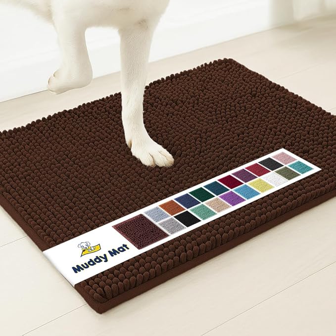 Muddy Mat® | Super Absorbent Door Mat Indoor, Microfiber Quick Dry Chenille Entryway Rug, Non-Slip Front Door Mat, Indoor Mats for Entryway, Machine Washable Pet Rug, Chocolate Brown 6ft x 9ft