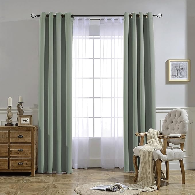 NICETOWN Room Darkening Curtains for Nursery, Grommet Thermal Insulated Light Blocking Window Treatments Sound Reducing for Bedroom, W37 x L72, 2 Panels, Sage Green