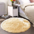 Latepis Yellow Round Rug for Living Room Faux Sheepskin Round Rugs 6ft Circle Fur Rugs for Bedroom Fuzzy Plush Rug Cute Home Décor