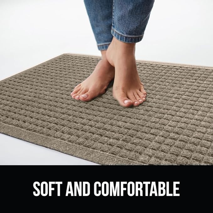 GORILLA GRIP® Ultra Absorbent Front Door Mat Outside Entrance 72x24, Traps Dirt and Moisture, HydroABSORB Indoor Outdoor Doormat Holds Up to 2.75 Cups Water, Stain and Fade Resistant Welcome Mat Beige