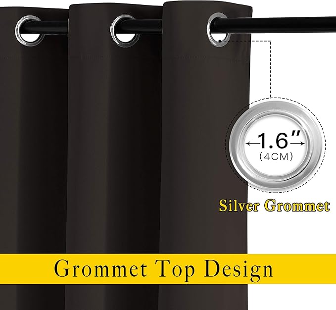 NICETOWN Blackout Curtains for Windows 54 inch Length - Solid Thermal Insulated Grommet Light Reducing Panels Window Treatment for Living Room (Toffee Brown, 2 Panels = 92" Wide)