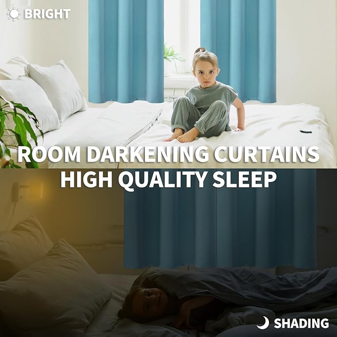 BGment Blackout Curtains - Grommet Thermal Insulated Room Darkening Bedroom and Living Room Curtains, Set of 2 Panels (38 x 45 Inch, Aqua)