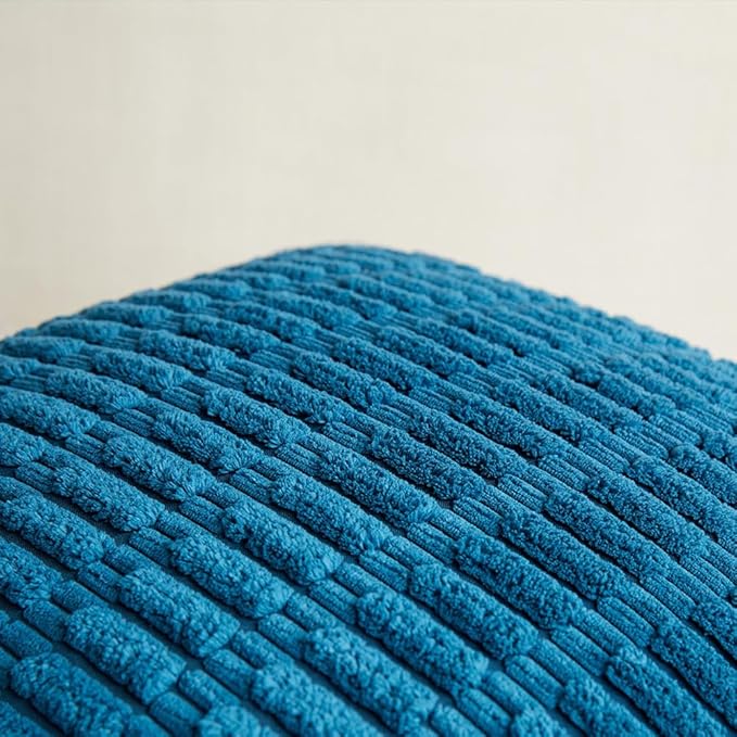 Fancy Homi 4 Packs Teal Lumbar Decorative Throw Pillow Covers 12x20 Inch for Living Room Couch Bed Sofa, Farmhouse Boho Home Decor, Soft Striped Corduroy Rectangle Cushion Case 30x50 cm