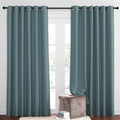 NICETOWN Blackout Living Room Curtains Extra Wide, Triple Weave Grommet Top Thermal Insulated Window Treatment Light Blocking Panels for Patio/Porch (Greyish Blue, W80 x L84, Set of 2)
