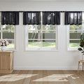MIULEE Black Valance for Windows, 4 Panels Set, Light Filtering Small Short Valance Sheer Curtains for Living Room/Bedroom/Bathroom/Basement, 42W x 14 Inches