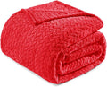 Exclusivo Mezcla Fleece King Size Blanket for Bed, 90x104 Inches Soft Cozy Jacquard Flannel Blankets, Lightweight Fuzzy Plush Warm for Women, Red