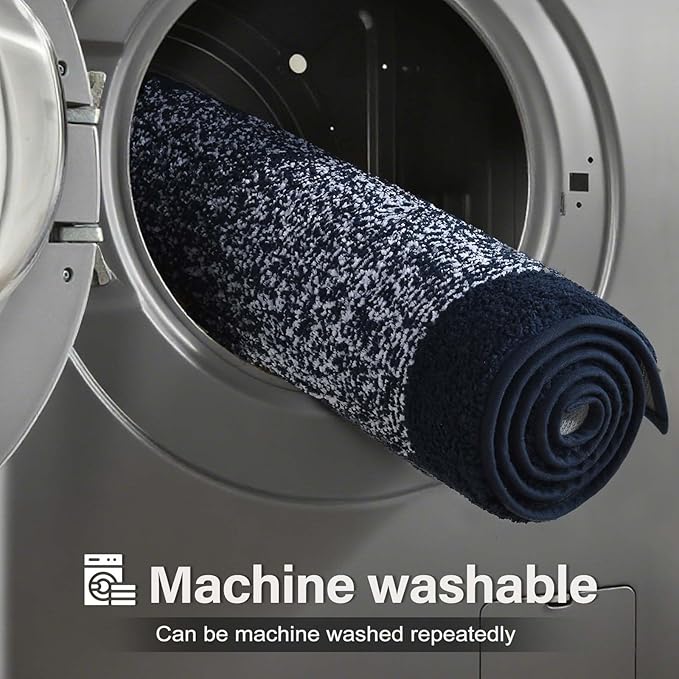 60x24 Long Bathroom Rugs Washable Non Slip, Dark Blue Bath Mat for Bathroom Floor Tub, Soft Absorbent Quick Dry Mats for Shower, Bathtub,Home Decor
