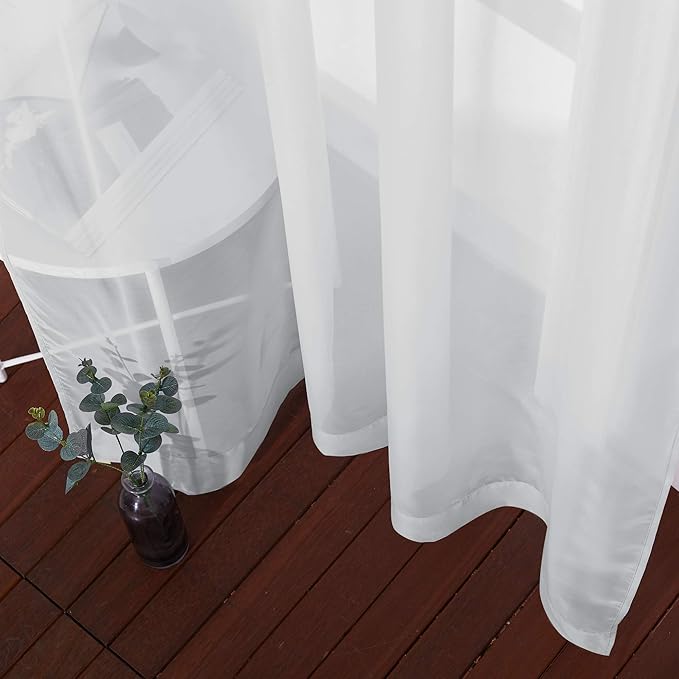 NICETOWN Soft Voile Sheer Curtains for Bedroom, Grommet Elegant Lightweight Window Drapes Airy & Breathable for Farmhouse/Living Room, 2 Panels, Light Grey, W54 x L90